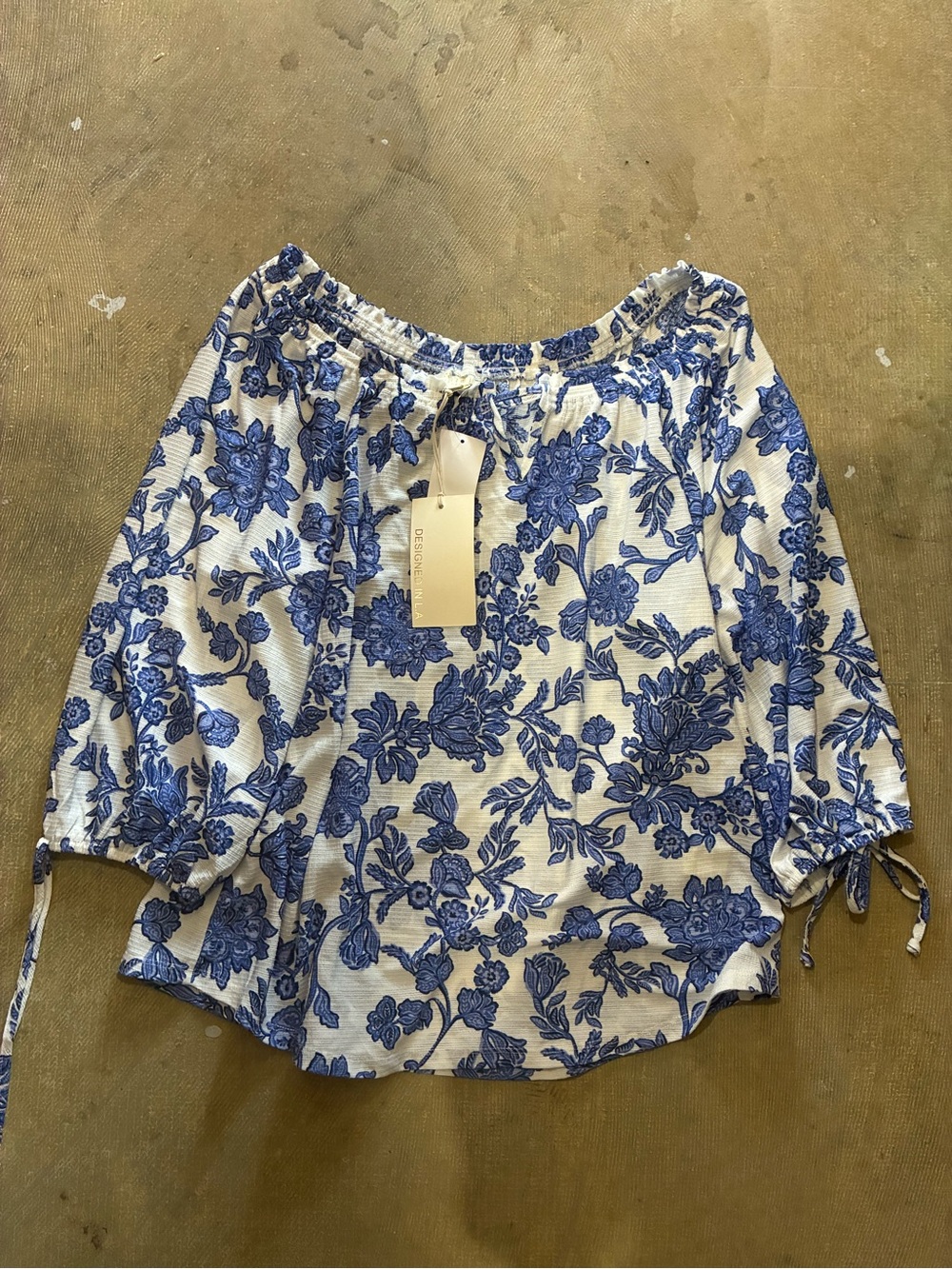 Blue Floral Off-Shoulder Women's Top